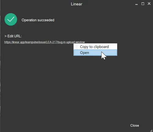 Screenshot of Linear result