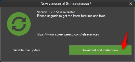 Screenshot of Screenpresso about box window