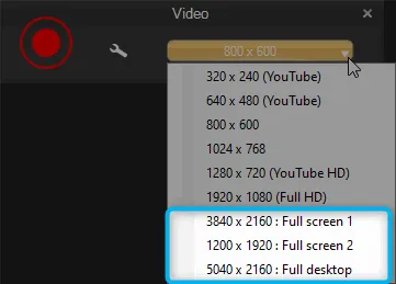 Video toolbar presets